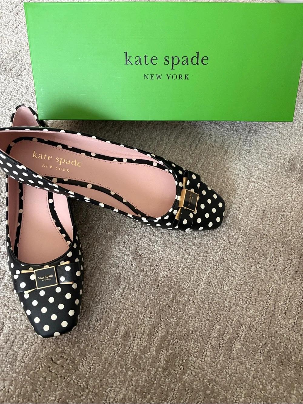 kate spade Black and White Polka Dot Bow Ballet Flats